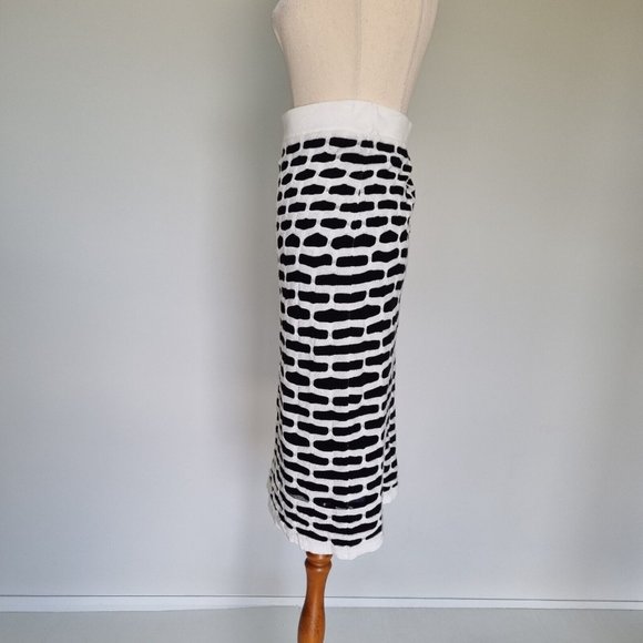Veronika Maine Black & White Geometric Knit Pencil Skirt Size M - Picture 3 of 6